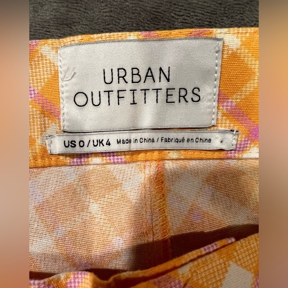 Urban Outfitters Orange Pink Plaid High Waisted Pants 0 - Picture 5 of 7